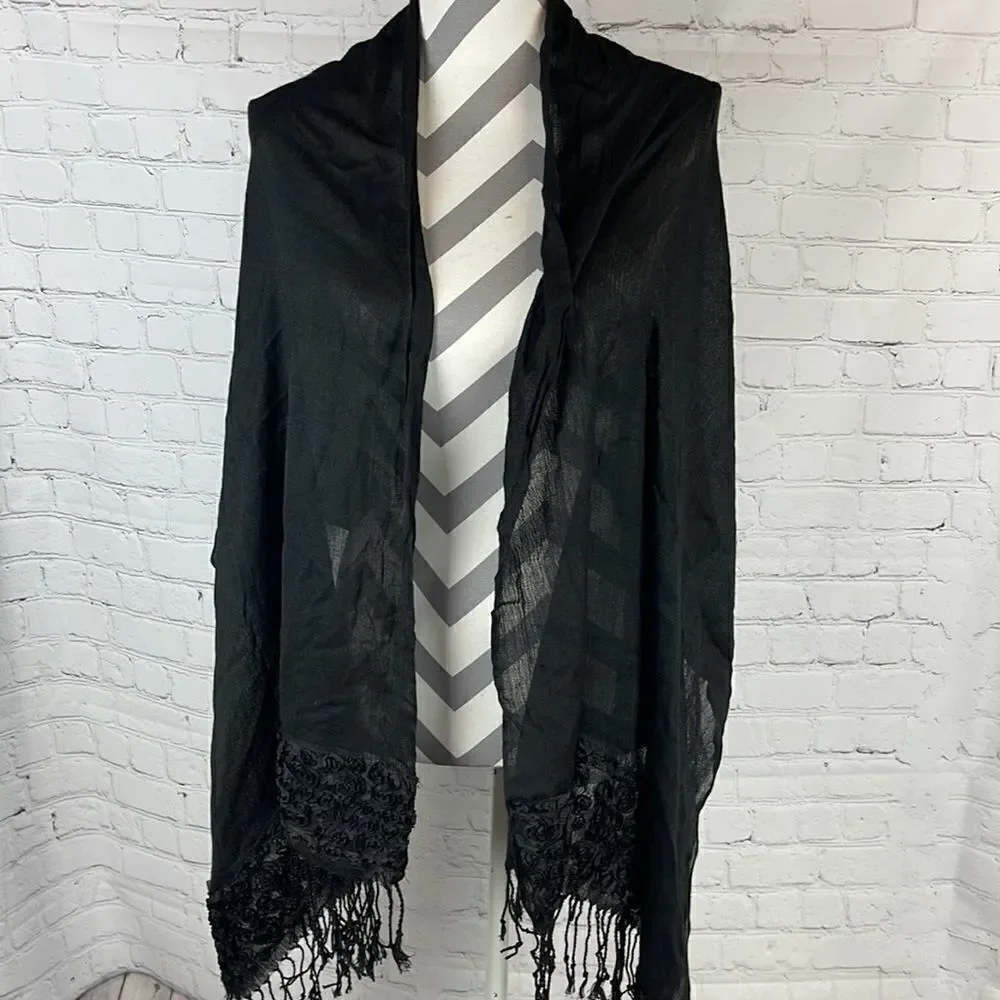 Black Floral Multi-use Scarf